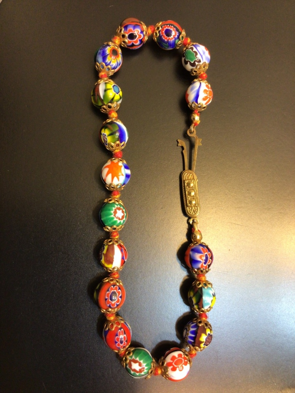 Vintage Multi-Colored Venetian Murano Millefiori Glass Beads Bracelet - Picture 8 of 14